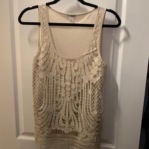Express gold shimmer lattice tank top